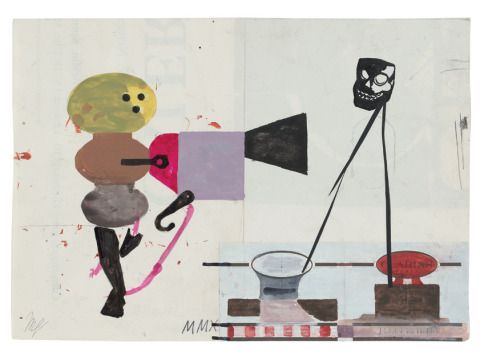Marlene Gaßmann: Fotoshooting, 2018, Mischtechnik auf Papier, 29,6 x 42 cm (Bild: © VG Bild-Kunst, Bonn 2023)