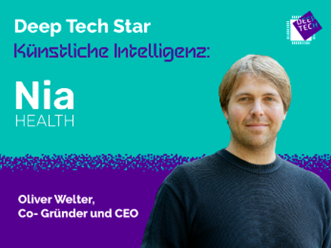 Profil von Oliver Welter auf türkisem/lilanem Hintergrund