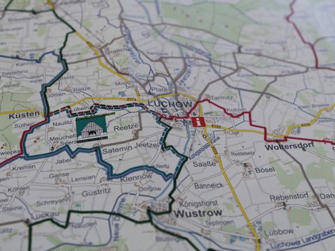 Kartenausschnitt mit Lüchow und seine Rundlingsdörfer im näheren Umkreis
