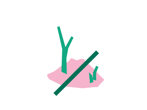 Illustration eines durchgestrichenen Erdhaufens