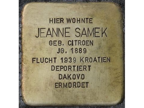 Stolperstein Jeanne Samek (Bild: Stolpersteine-Initiative CW, Hupka)
