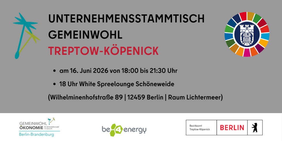 Gemeinwohl Stammtisch am 16.06.2026 in der White Spreelounge