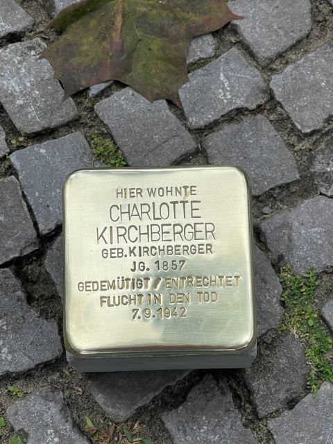Stolperstein für Charlotte Kirchberger (1857-1942) vor dem Haus Palmzeile 6