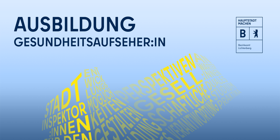 Illustration, Schriftzug Ausbildung Gesundheitsaufseher:in