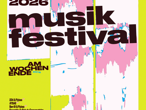 flyer für das musikfestival am wochenende - abgebildet ist eine grafik und eine liste von den acts, alle infos stehen auch im text bis auf die genre, die die acts bedienen und zwar "live musik - dj set, rock, indie, hiphop, techno"