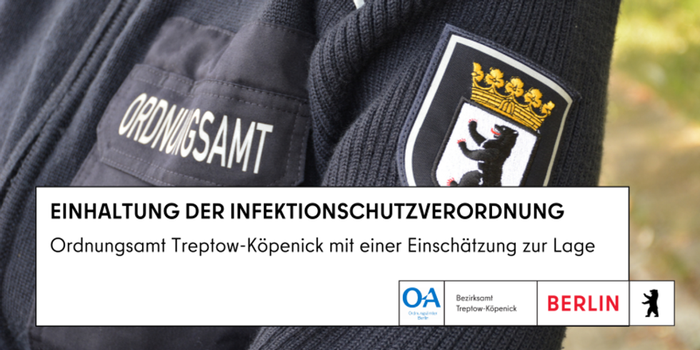 Jacke mit der Aufschrift Ordnungsamt - Infotext zur Einhaltung der Infektionsschutzverordnung
