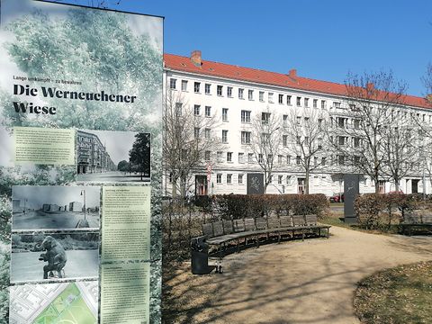 Infotafel zur Werneuchener Wiese im Lenné-Meyer-Garten