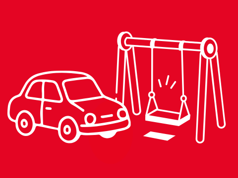 Beschwerden zum Thema Öffentlicher Raum. Auf dem Bild ist das Icon von einem Auto und einer Schaukel zu sehen