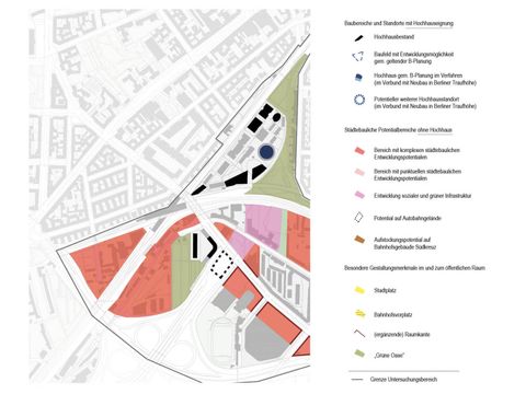 Teilbereich des Hochhausleitbildes Schöneberg-Südkreuz im Umfeld des S-Bahnhofes Schöneberg (Bild: Bezirksamt Tempelhof-Schöneberg 2021)