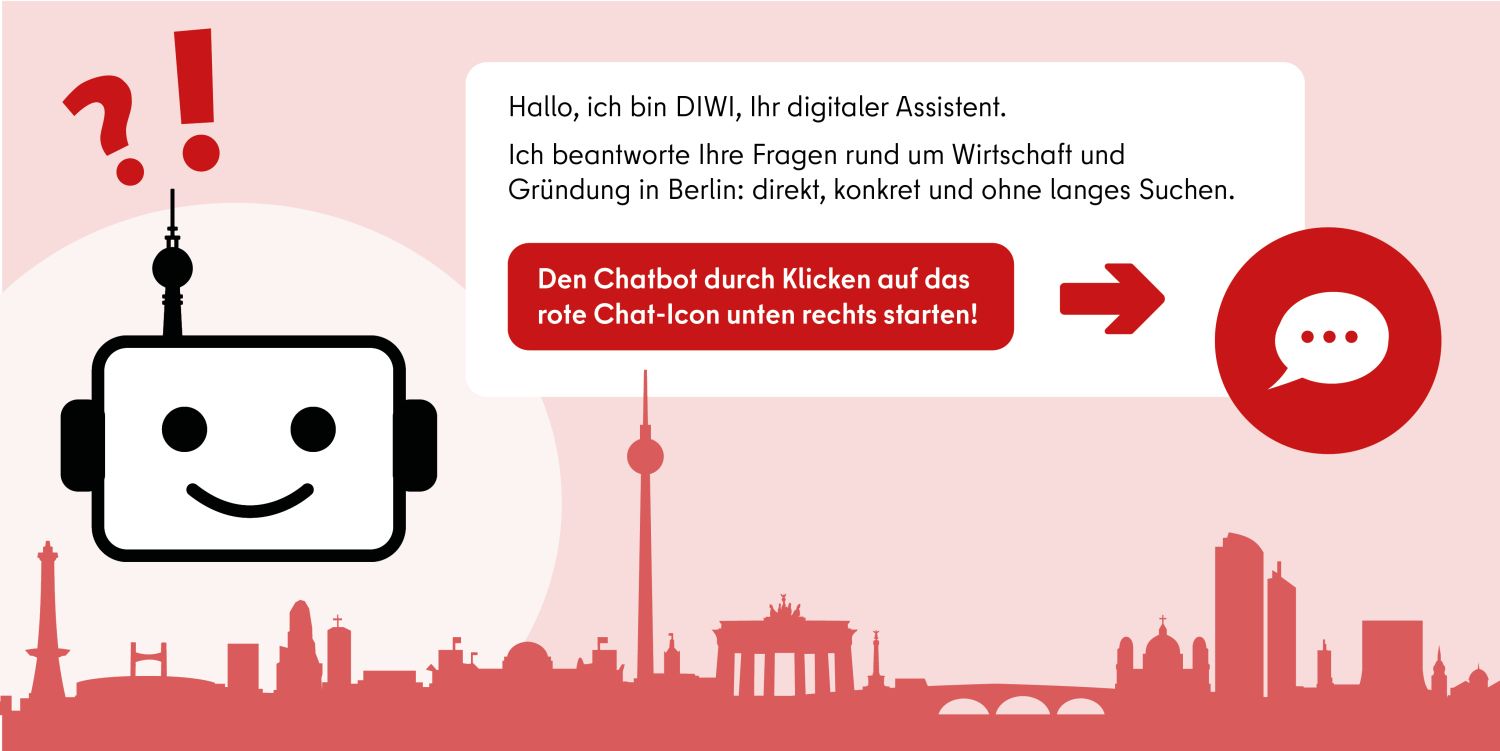 Bild mit einer Grafik zum DIWI-Chatbot als Computer mit Gesicht