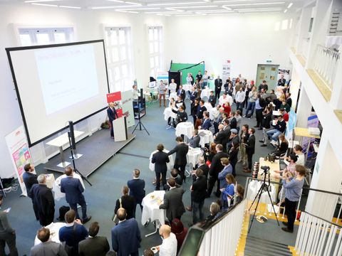Demoday 2017 - HWR-Präsident Andreas Zaby vor Publikum