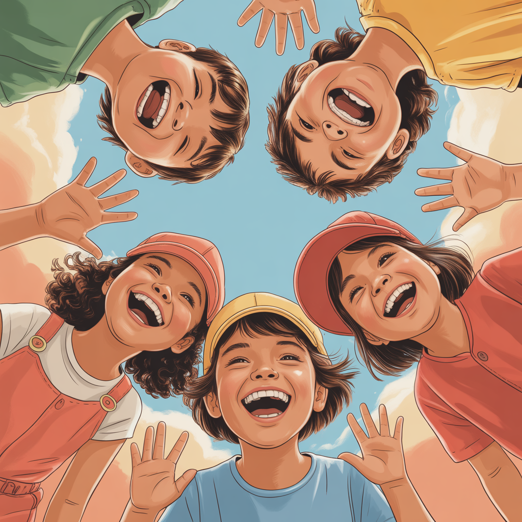 Fünf lachende Kinder