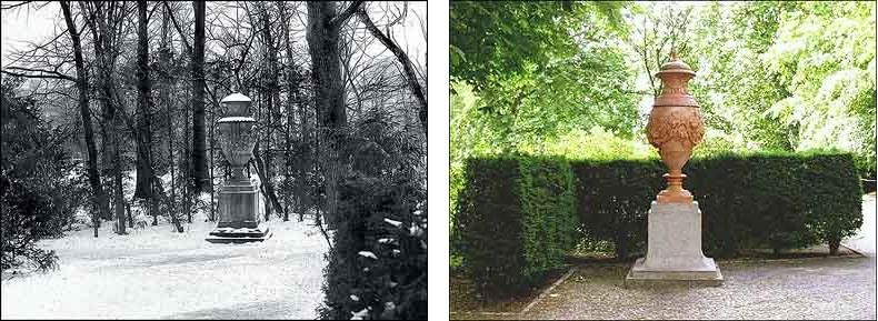 Fotovergleich historisch und heute - Terrakottavase im Schustehruspark