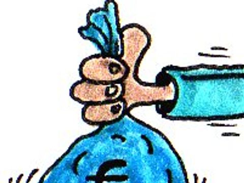 Cartoonzeichnung Geldsack - von Eckehard Plum