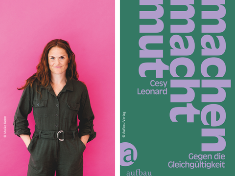 links: Cesy Leonard ; rechts: Buchcover "Machen macht Mut"