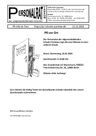 PR vor Ort am 18. Januar 2024 in der Grundschule am Wasserturm
