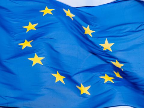 flags and Berlaymont Building