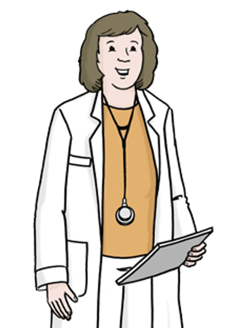 Illustration einer Ärztin im weißen Kittel