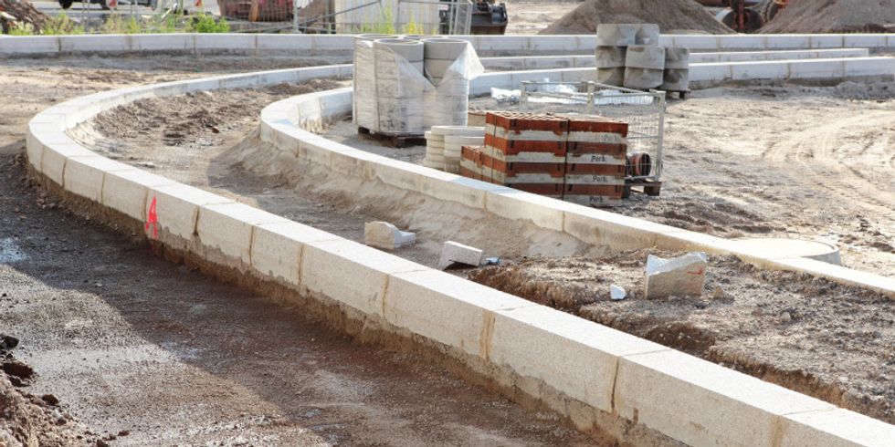 Baustelleneinrichtung zum Bau einer Straße