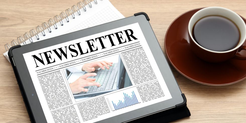 Newsletter auf einen Tablet