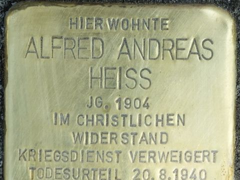 Stolperstein Alfred Andreas Heiss, Foto:H.-J. Hupka, 2014