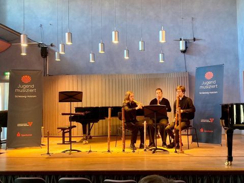 Das Blockflötentrio der Lehrerin Gaby Bultmann beim Landeswettbewerb Jugend musiziert (Bild: G. Bultmann)