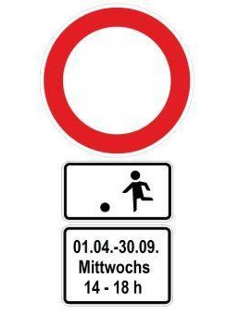 Beschilderung für temporäre Spielstraßen