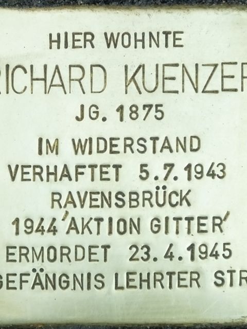Stolperstein Richard Kuenzer, Foto:H.-J. Hupka