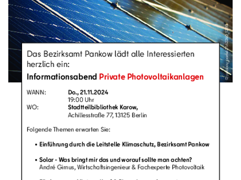 Informationsabend Private Photovoltaikanlagen