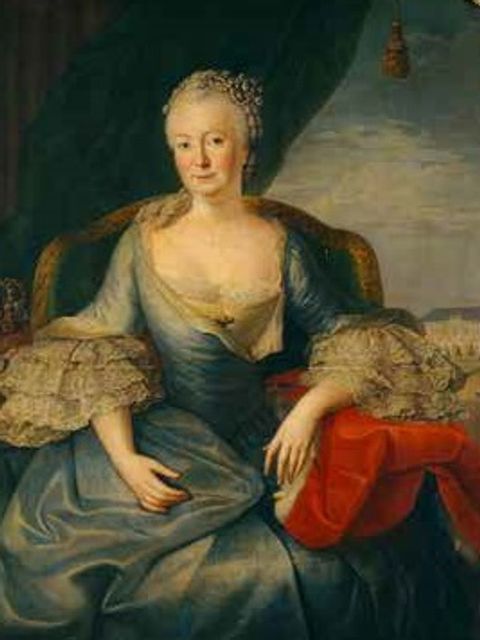 Bildnis der Königin Elisabeth Christine (Gemälde von Frédéric Reclam, um 1765, Ausschnitt)