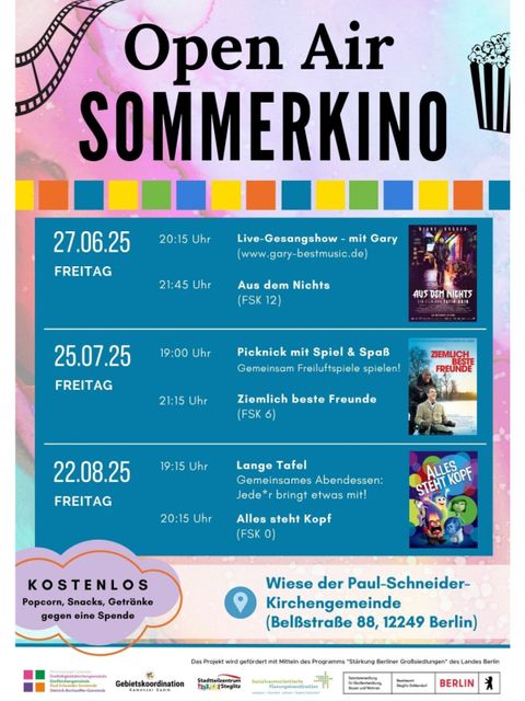 Plakat Open-Air Sommerkino Lankwitz 2025 (Bild: Stadtteilzentrum Steglitz e.V.)