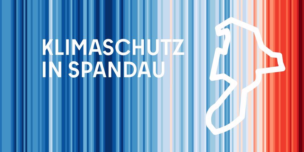 Klimaschutz in Spandau, Darstellung der globalen Klimaerwärmung seit 1850 und Umrisslinie Spandau