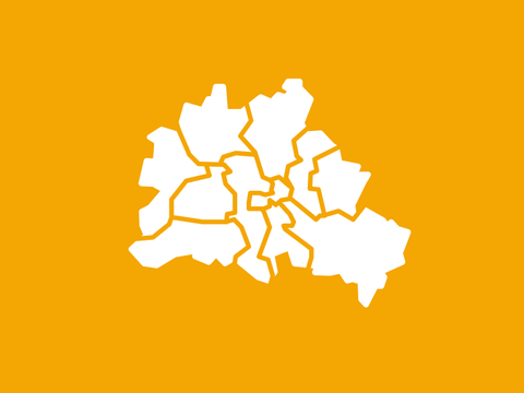 Karte von Berlin mit eingezeichneten Bezirksgrenzen