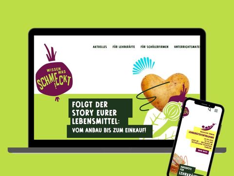 Mockup, das die Startseite der Website des Projekts Wissen was schmeckt! zeigt