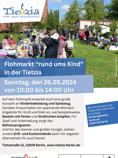 Kinder-, Jugend- und Familienzentrum Tietzia lädt Reinickendorfer Familien zum alljährlichen Flohmarkt ein (Bild: Tietzia)