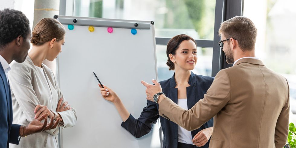 Gruppe vor Flipchart