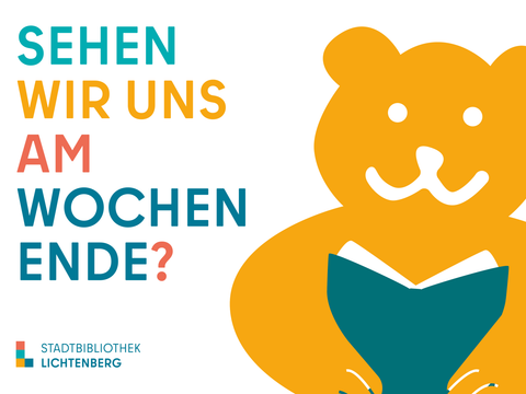 Bär mit Buch und Schrift "Sehen wir uns am Wochenende?"