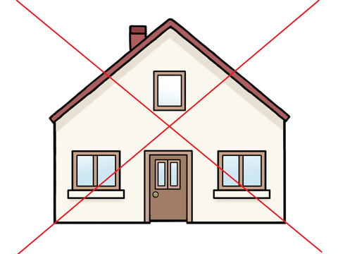 durchgestrichenes Haus