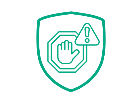 Icon von einem Schild mit einer Hand welche Achtung signalisiert