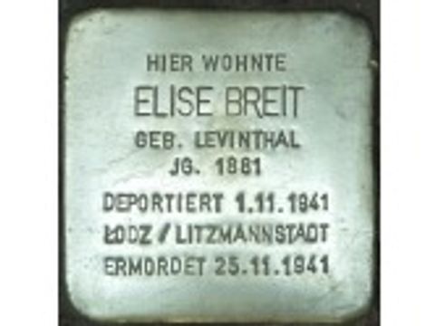 Stolperstein Elise Breit (Bild: Stolpersteine-Initiative, H.-J. Hupka)