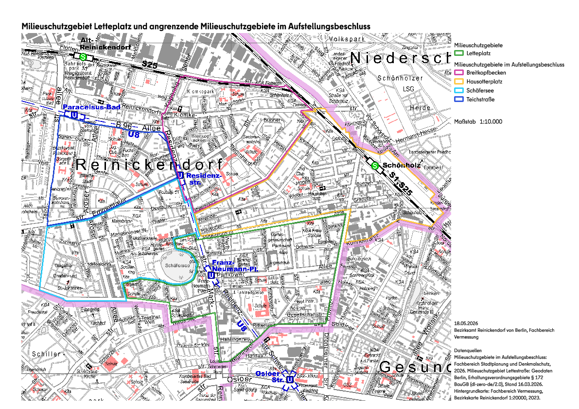 Soziale Erhaltungsgebiete (Ortsteil Reinickendorf) im Aufstellungsbeschluss (Bild: BA RDF)