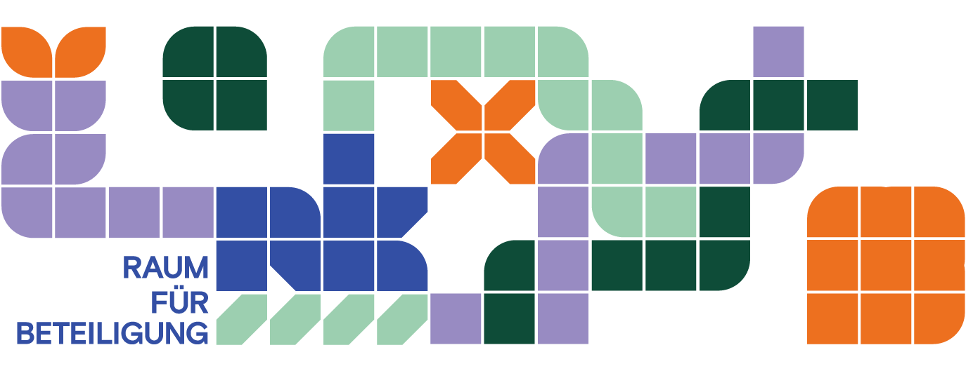 Bunte Logo-Grafik, Raum für Beteiligung