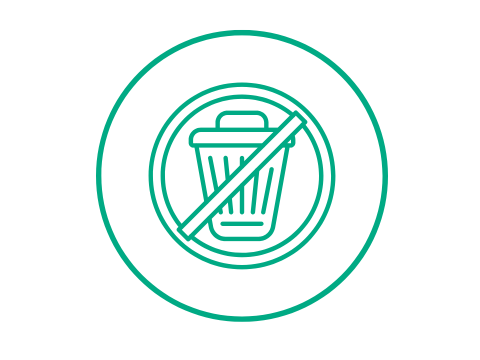 Icon von einer Mülltonne die durchgestrichen ist