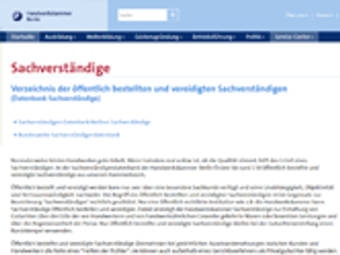 Screenshot der Webseite der HWK Berlin