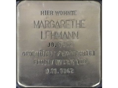 Stolperstein Margarethe Lehmann (Bild: Stolpersteine-Initiative CW, Hupka)