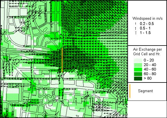 The air exchange per grid cell and autochthonous current field in the area of Tempelhof Airport during a low-exchange cloudless summer night