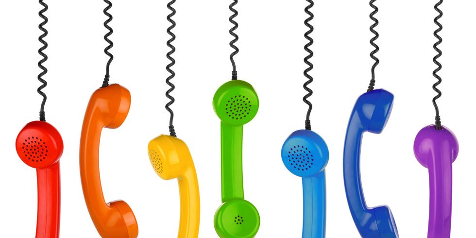 Telefonhörer in Regenbogenfarbe Retrostyle