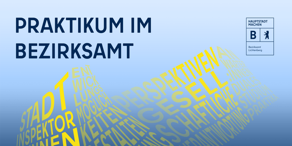 Illustration mit Schriftzug Praktikum im Bezirkamt