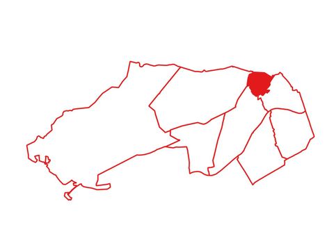 Bezirkskarte von Steglitz-Zehlendorf mit eingezeichneten Bezirksregion. Herausgestellt ist die Bezirksregion Schloßstraße.