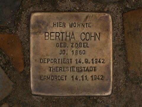Stolperstein Bertha Cohn, Foto: A. Bukschat & C. Flegel, 03.06.2012